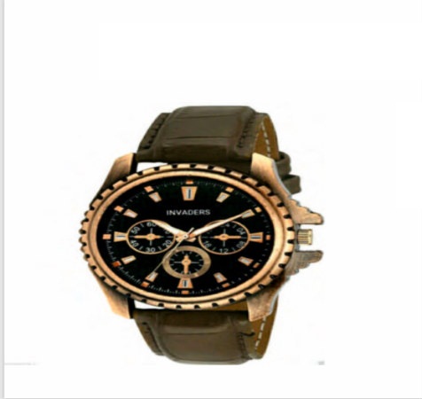 Brown Crocodile Leather Strap Watch - Men