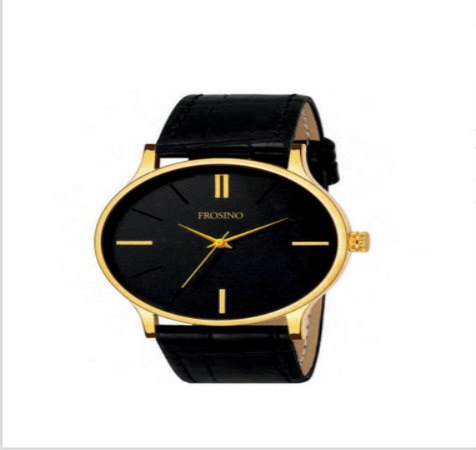 Black Slim Crocodile Leather Strap Watch - Men