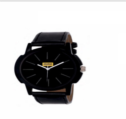 Black Slim Leather Strap Watch - Men