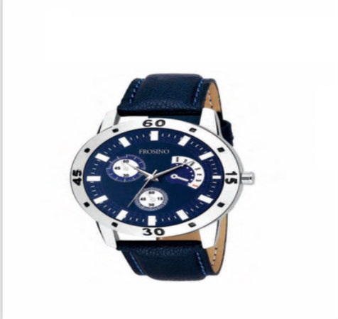 Blue Leather Strap Watch - Men
