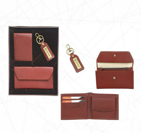 3 in 1 Set - Made of Antique Leather (Ladies Wallet, Gents Wallet & Key Ring)