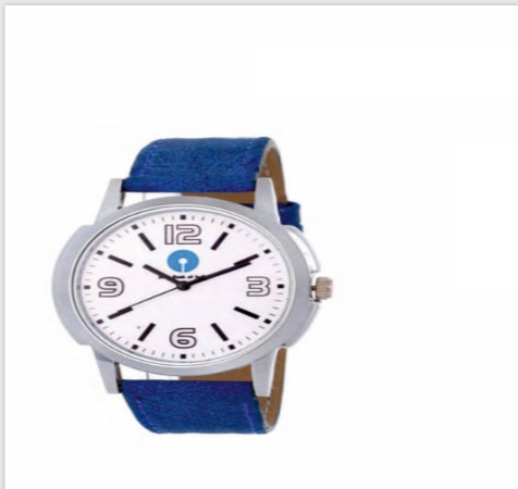 Blue Brushed Slim Leather Strap Watch - Men