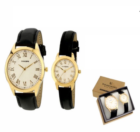 Black Leather Strap Watch - Couple