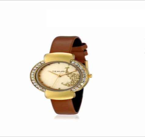 Tan Brown Slim Leather Strap Watch - Women